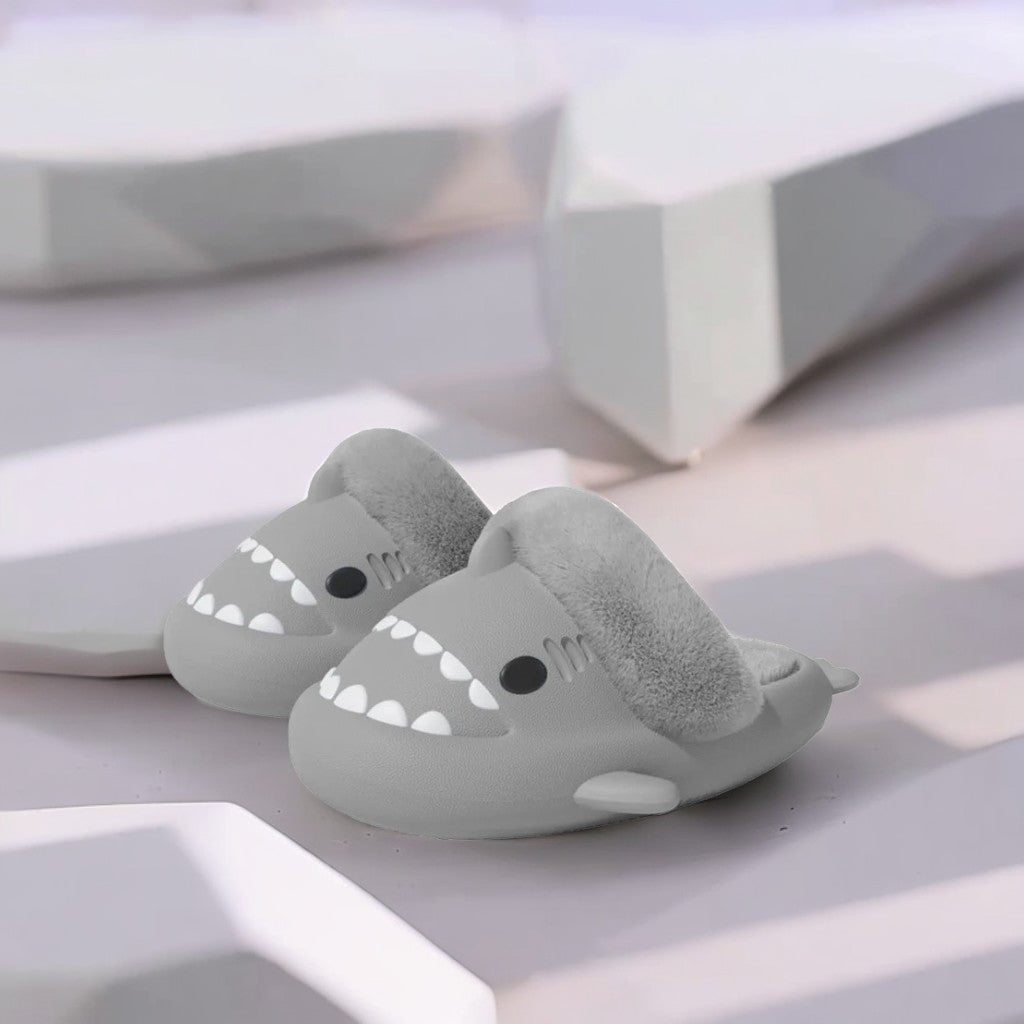 Grey Shark Slippers - Ultimate Elegance and Comfort for Winter